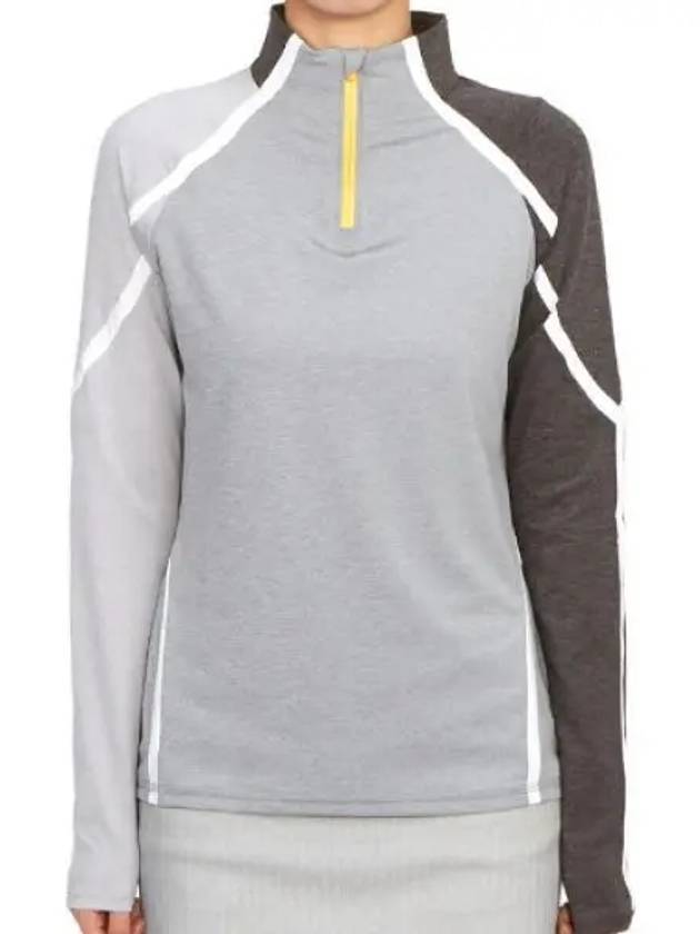 Women's Quarter Zip Long Sleeve T-Shirt Light Heather Grey - G/FORE - BALAAN 2