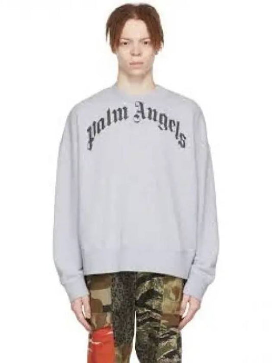 GD Curved Logo Crew Sweatshirt Grey - PALM ANGELS - BALAAN 2