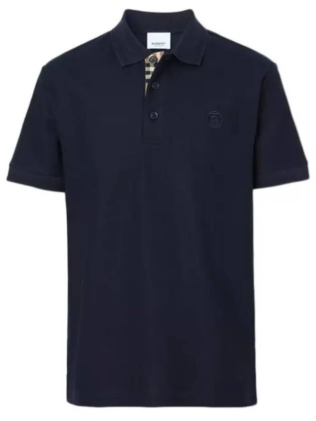 Men's CHUNKY Monogram motif cotton Polo Shirt navy - BURBERRY - BALAAN 3