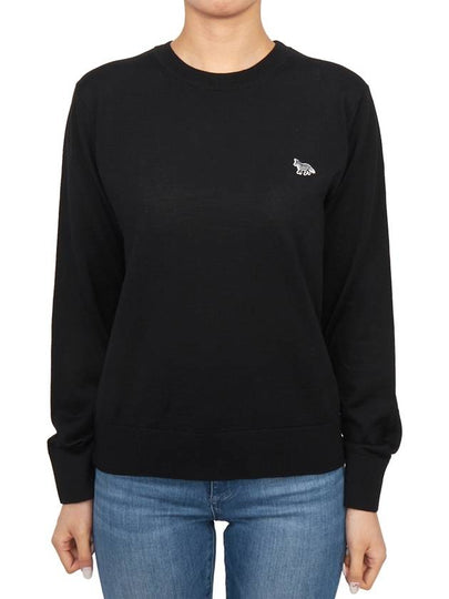 Women's Baby Fox Patch Regular Knit Top Black - MAISON KITSUNE - BALAAN 2