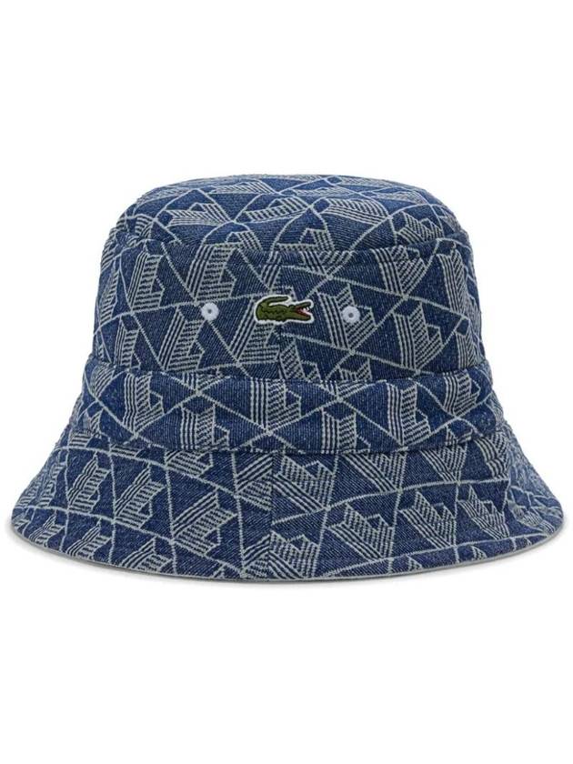 Lacoste Reversible Signature Monogram Jacquard Bucket Hat Blue - LACOSTE - BALAAN 1