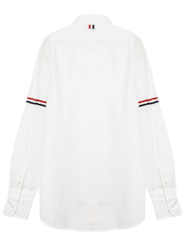 Armband Detail Seersucker Long Sleeve Shirt White - THOM BROWNE - BALAAN 6