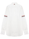 Armband Detail Seersucker Long Sleeve Shirt White - THOM BROWNE - BALAAN 6