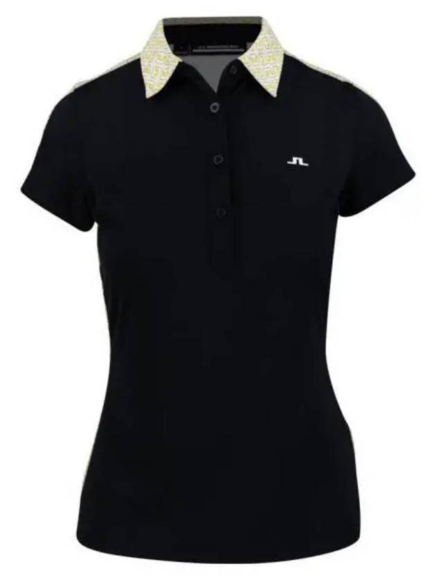 Women's Collar CARA Polo Short Sleeve T-Shirt Black - J.LINDEBERG - BALAAN 2