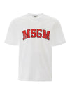 Logo Crew Neck Cotton Short Sleeve T-Shirt White - MSGM - BALAAN 1