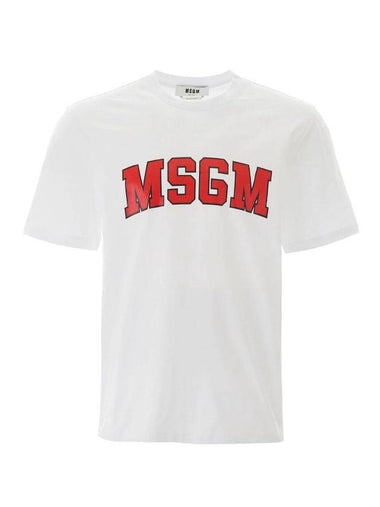 Logo Crew Neck Cotton Short Sleeve T-Shirt White - MSGM - BALAAN 1