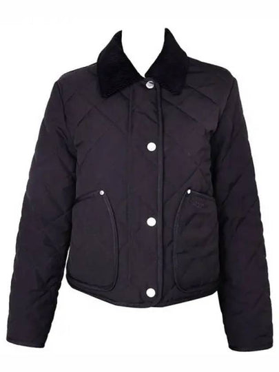 Corduroy Collar Diamond Quilted Cropped Barn Jacket Black - BURBERRY - BALAAN 2