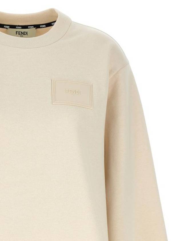 Patch Logo Sweatshirt Ivory - FENDI - BALAAN 4