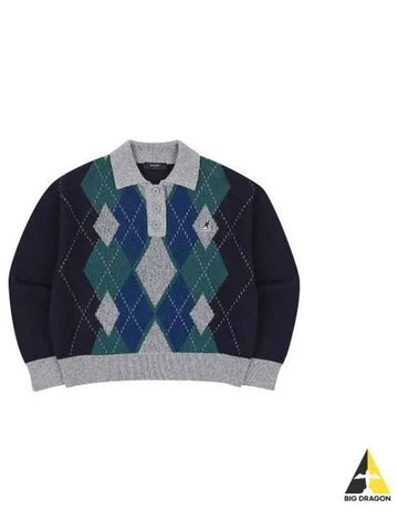 Women s Argyle Knit 1876 Navy - KANGOL - BALAAN 1