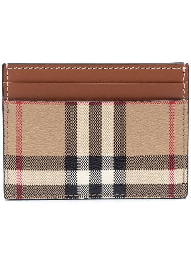 Check Print Leather Card Holder Beige - BURBERRY - BALAAN 3