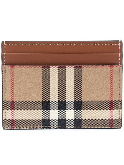 Check Print Leather Card Holder Beige - BURBERRY - BALAAN 2