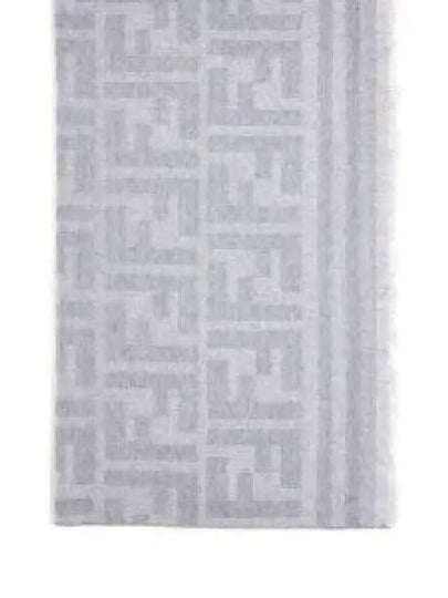 FF Jacquard Fleece Wool Scarf Grey - FENDI - BALAAN 2