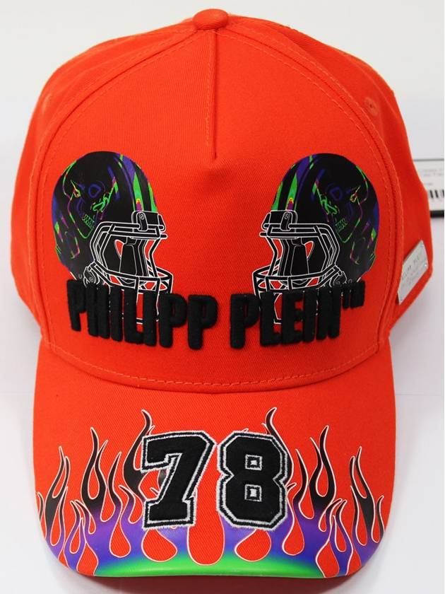 Men's Baseball Hat Flame Orange Ball Cap A20A UAC0065 PTE003N - PHILIPP PLEIN - BALAAN 1