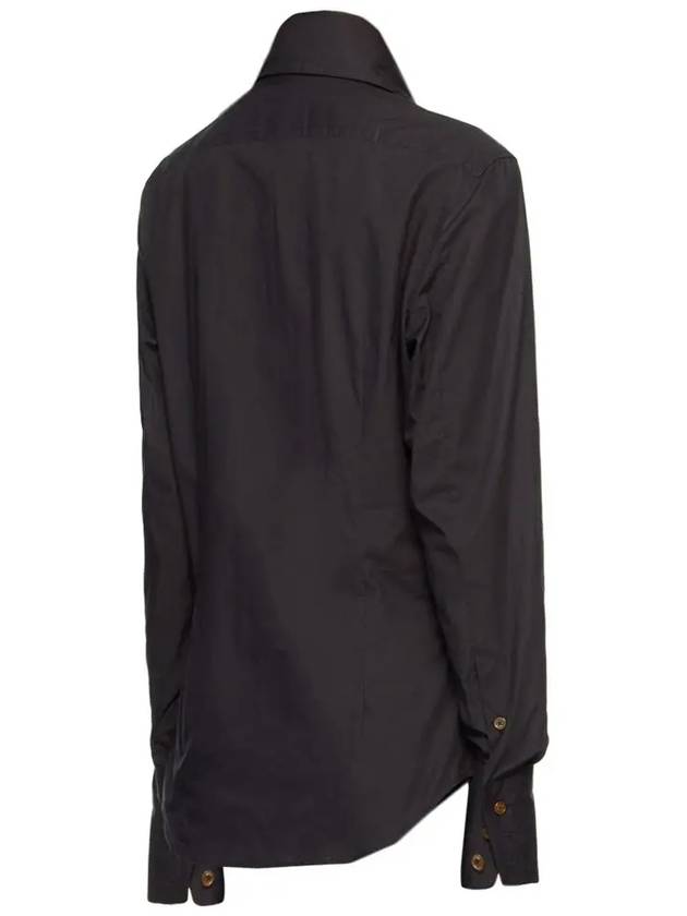 Women's ORB Logo Three Button Long Sleeve Shirt Black - VIVIENNE WESTWOOD - BALAAN 4