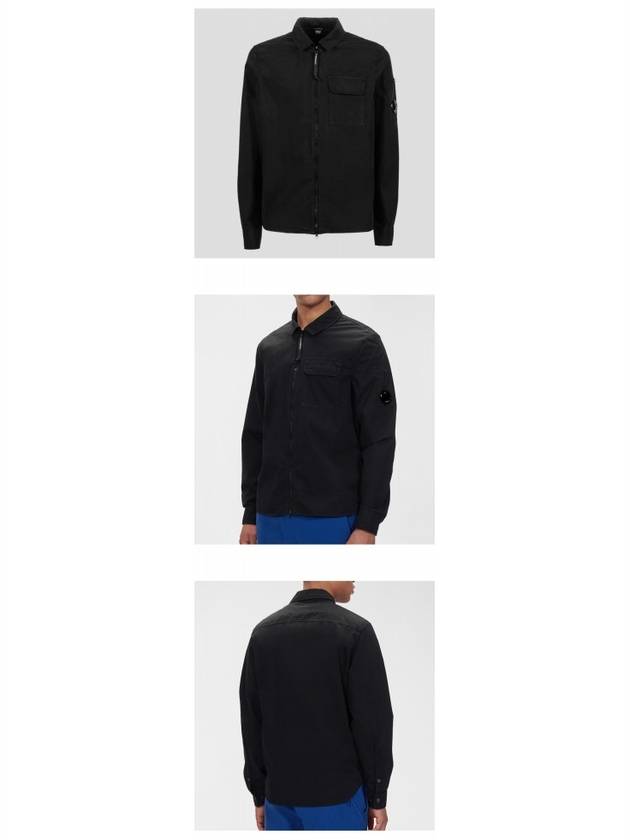 Emerized Gabardine Overshirt Zip-Up Jacket Black - CP COMPANY - BALAAN 5