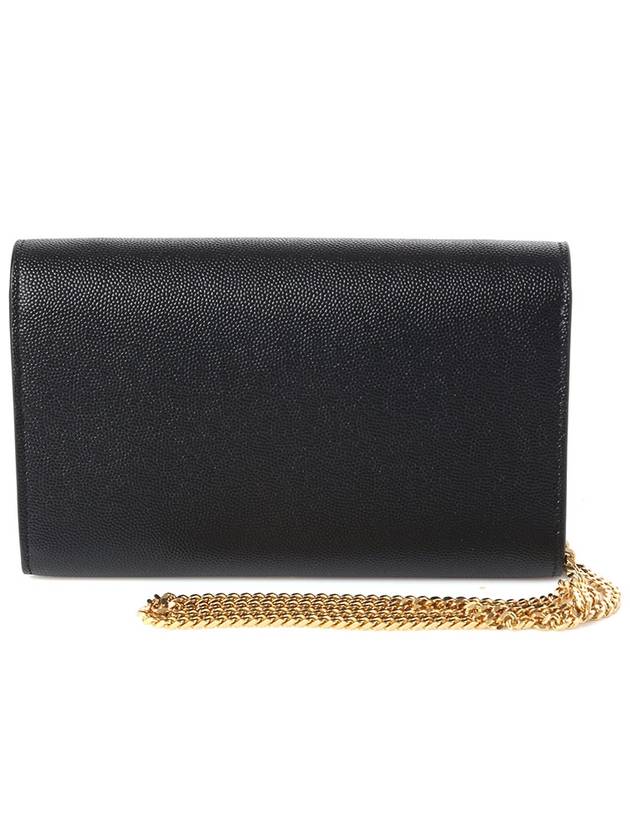 Monogram Uptown Chain Embossed Leather Long Wallet Black - SAINT LAURENT - BALAAN 4