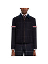 Men's Herringbone Wool Blazer Jacket Blue - THOM BROWNE - BALAAN.