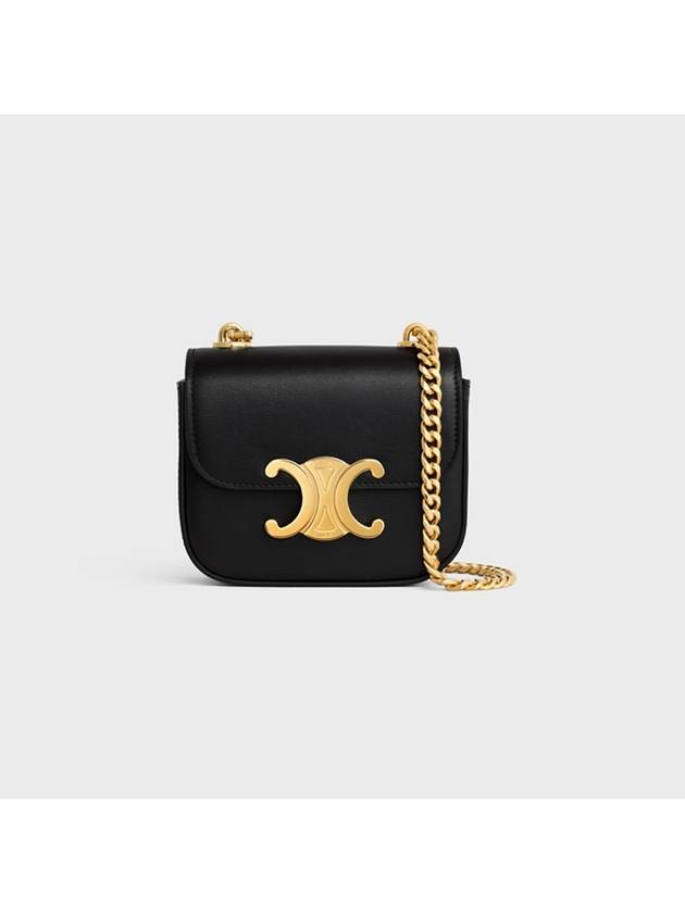 Triomphe Chain Shiny Calfskin Small Cross Bag Black - CELINE - BALAAN 2