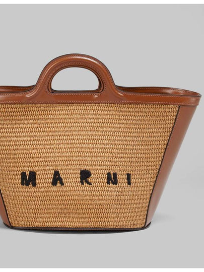 Leather Raffia Tropicalia Tote Bag Rosiena - MARNI - BALAAN 2