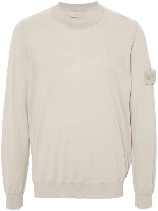 Compass Badge Knit Top Beige - STONE ISLAND - BALAAN 1