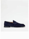 Men's Suede Penny Leather Loafer Blue - TOD'S - BALAAN.