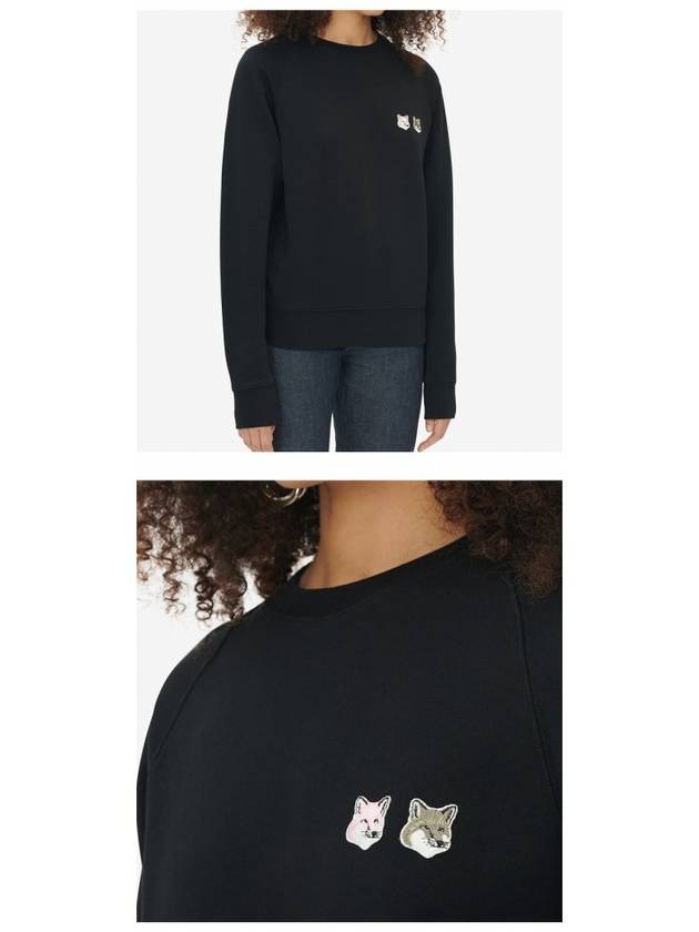 Double Fox Patch Head Sweatshirt Black - MAISON KITSUNE - BALAAN 6