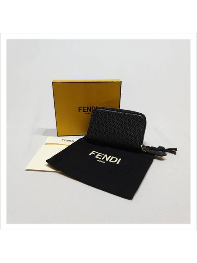 Micro FF Logo Zipper Coin Wallet Black - FENDI - BALAAN 9