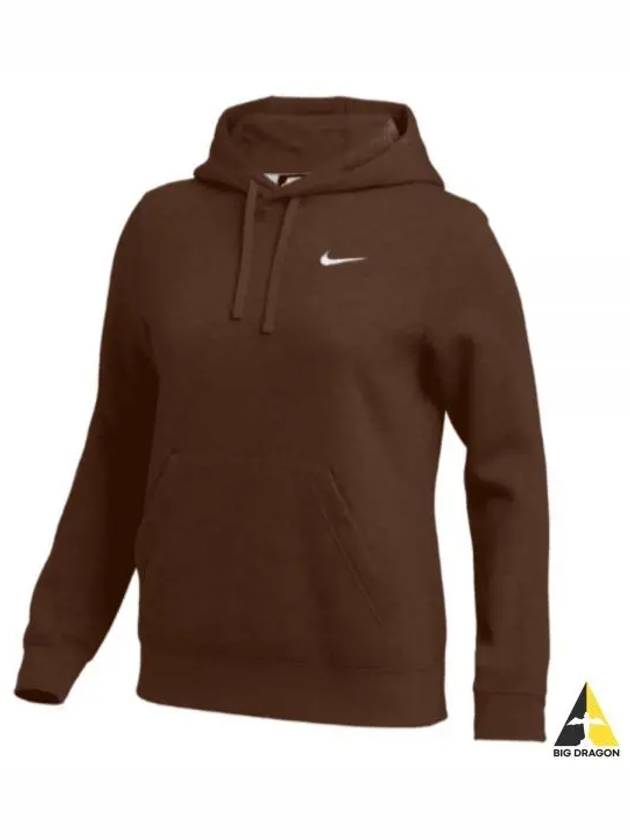 Logo Team Club Pullover Hoodie Brown - NIKE - BALAAN 2