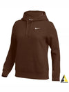 Logo Team Club Pullover Hoodie Brown - NIKE - BALAAN 2