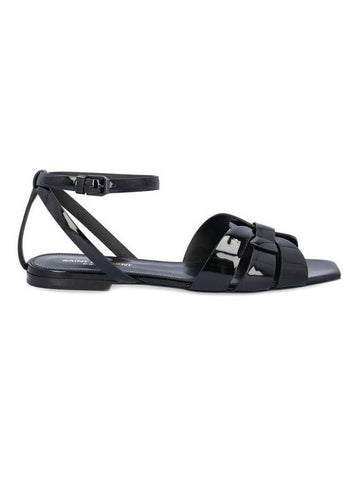 Tribute Patent Leather Sandals Black - SAINT LAURENT - BALAAN 1