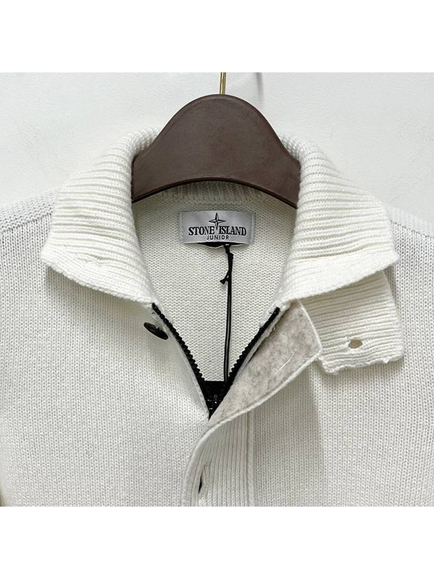 Kids Waffen Patch Wool Zip up Cardigan 6 8 Natural White 8116503Z1 V0099 - STONE ISLAND - BALAAN 6