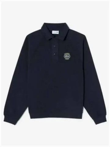 Men s badge match half zip polo type sweatshirt dark navy - LACOSTE - BALAAN 1