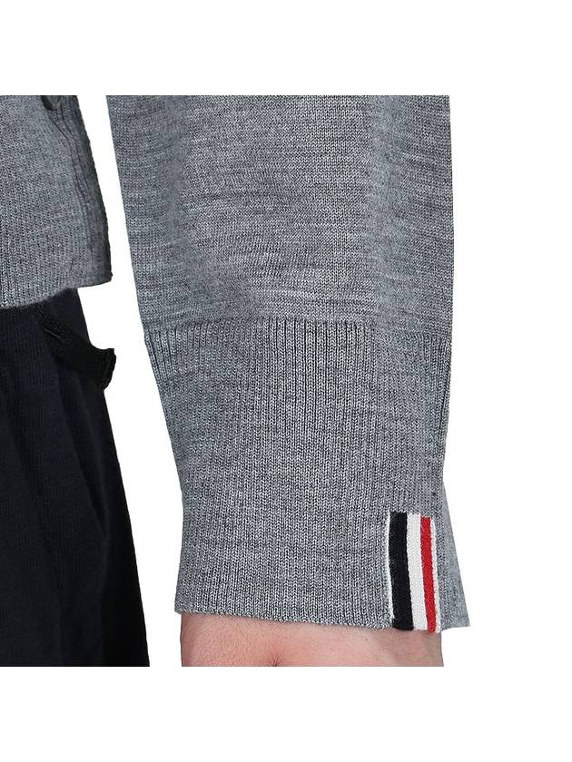 Intarsia Stitch Crew Neck Merino Wool Knit Top Light Grey - THOM BROWNE - BALAAN 7