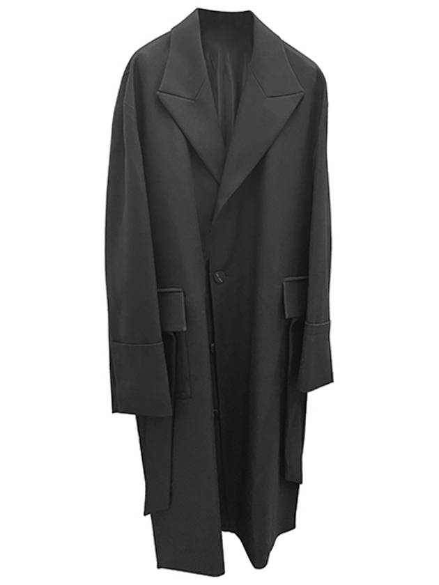 W231HC01901B Wool Belted Turnup Coat Black Men's Coat TR - WOOYOUNGMI - BALAAN 1