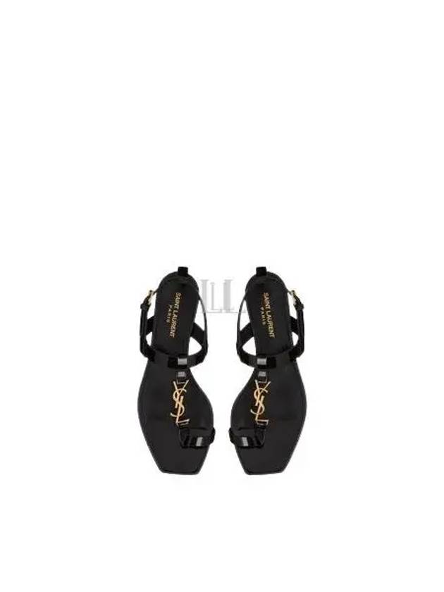 Women's Cassandra Monogram Logo Patent Leather Sandals Black - SAINT LAURENT - BALAAN 2