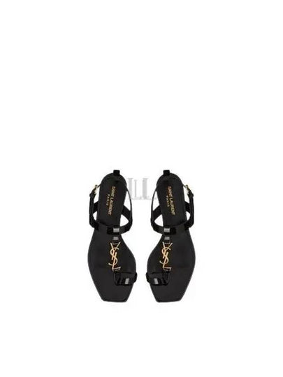 Women's Cassandra Monogram Logo Patent Leather Sandals Black - SAINT LAURENT - BALAAN 2