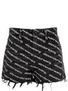 Grey Age Denim Bite Logo Shorts Black - ALEXANDER WANG - BALAAN 2