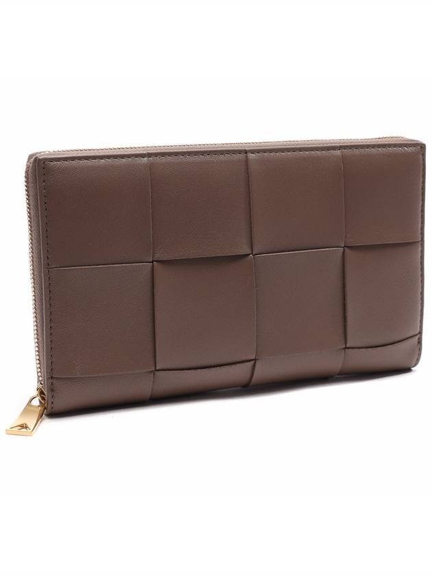 Intrecciato Zipper Around Long Wallet Taupe Grey - BOTTEGA VENETA - BALAAN 4