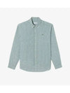 Men s Linen Striped Shirt Green - LACOSTE - BALAAN 1