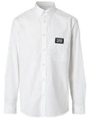 Men's Logo Detail Stretch Cotton Long Sleeve Shirt White - BURBERRY - BALAAN.