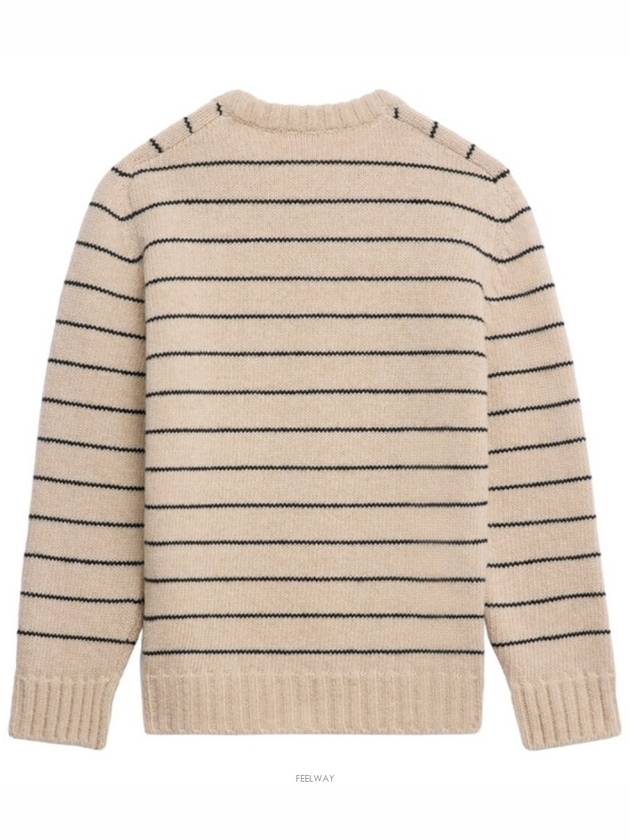 Striped Triomphe Embroidery Wool Knit Top Vanilla - CELINE - BALAAN 3