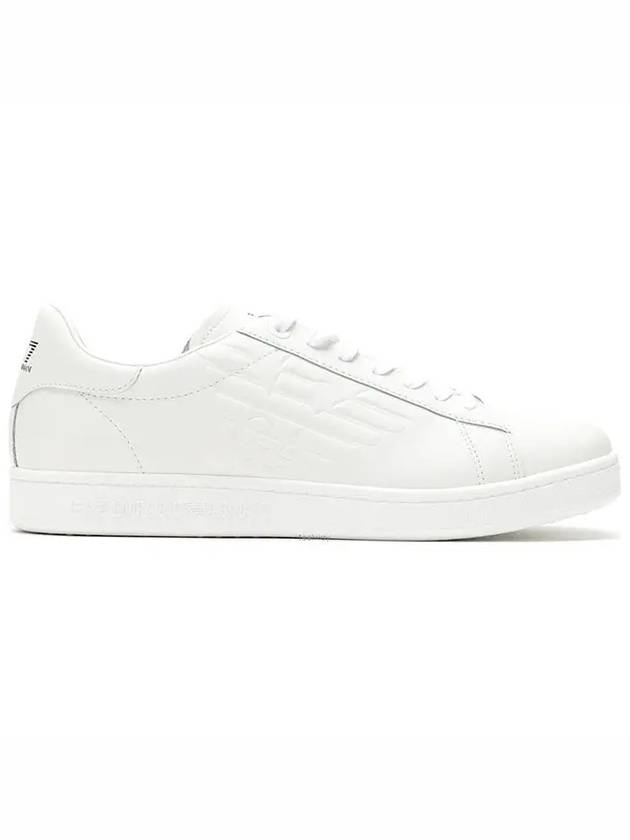 EA7 Emporio Armani Eagle Eagle embossed white leather sneakers - GIORGIO ARMANI - BALAAN 1