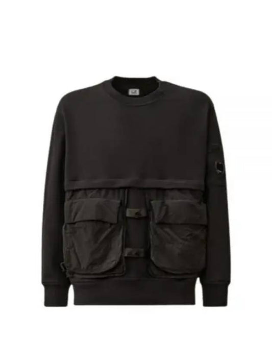 Diagonal Raised Fleece Mixed Detachable Sweatshirt Black - CP COMPANY - BALAAN 2