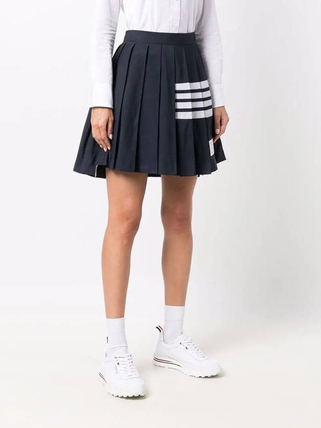 4-Bar Striped Mini Pleated Skirt Navy - THOM BROWNE - BALAAN 4