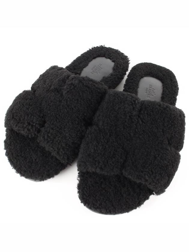 Izmir shearling sandals slippers black 43 280 - HERMES - BALAAN 1