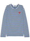 Red Heart Wappen Stripe Long Sleeve T-Shirt Blue - COMME DES GARCONS PLAY - BALAAN 4