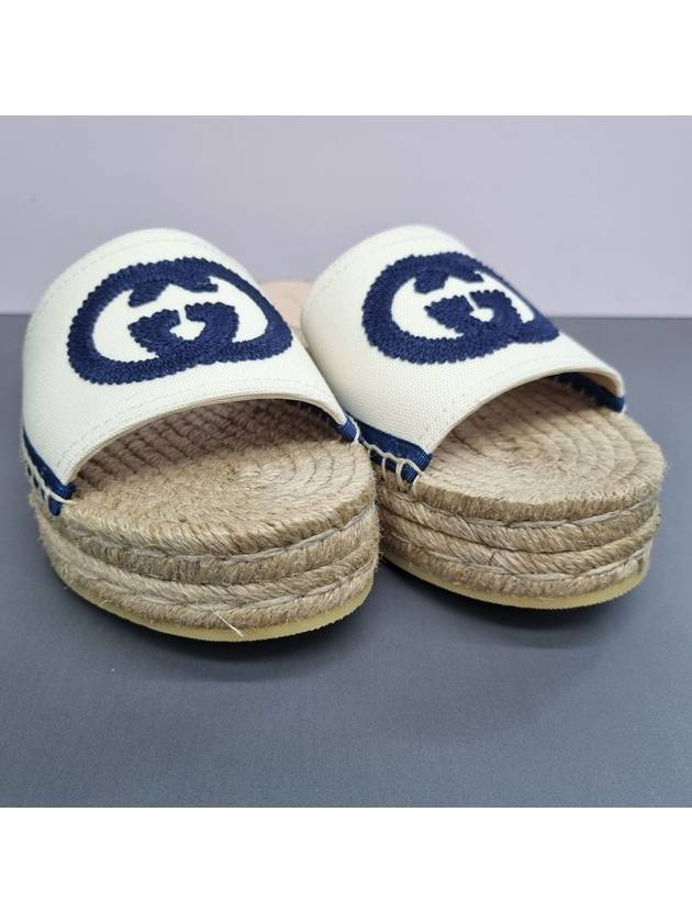 GG logo espadrille mule slippers - GUCCI - BALAAN 3