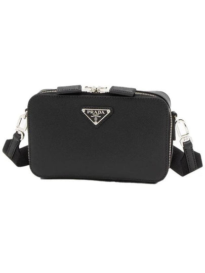 Brique Saffiano Leather Cross Bag Black - PRADA - BALAAN 2