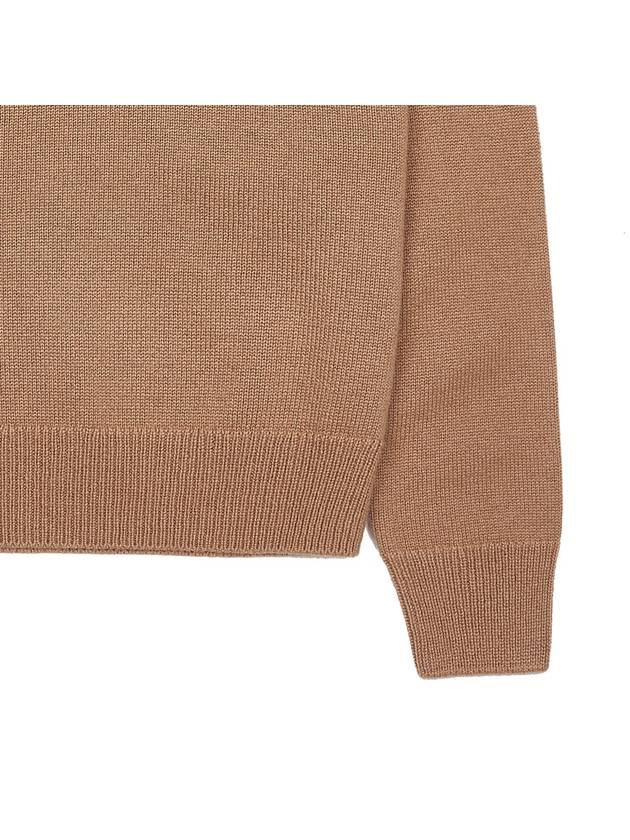 Triomphe Jacquard Crew Neck Heritage Cashmere Knit Top Camel - CELINE - BALAAN 7