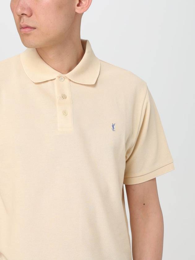 Men's Cassandre Cotton Polo Shirt Beige - SAINT LAURENT - BALAAN 6